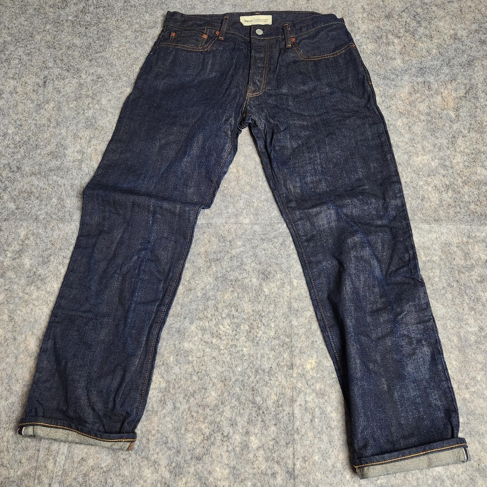 Gap 1969 Kaihara Japanese Selvedge Denim Jeans Men 32x28 Blue Dark Wash Straight